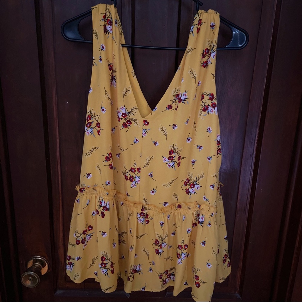 Yellow floral blouse tank top